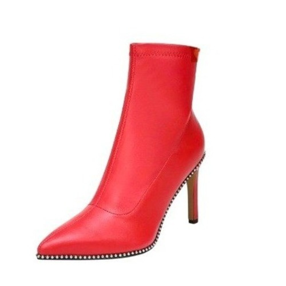 Bar III Melanay Red Stiletto Ankle Bootie with Stud Trim Size 7.5